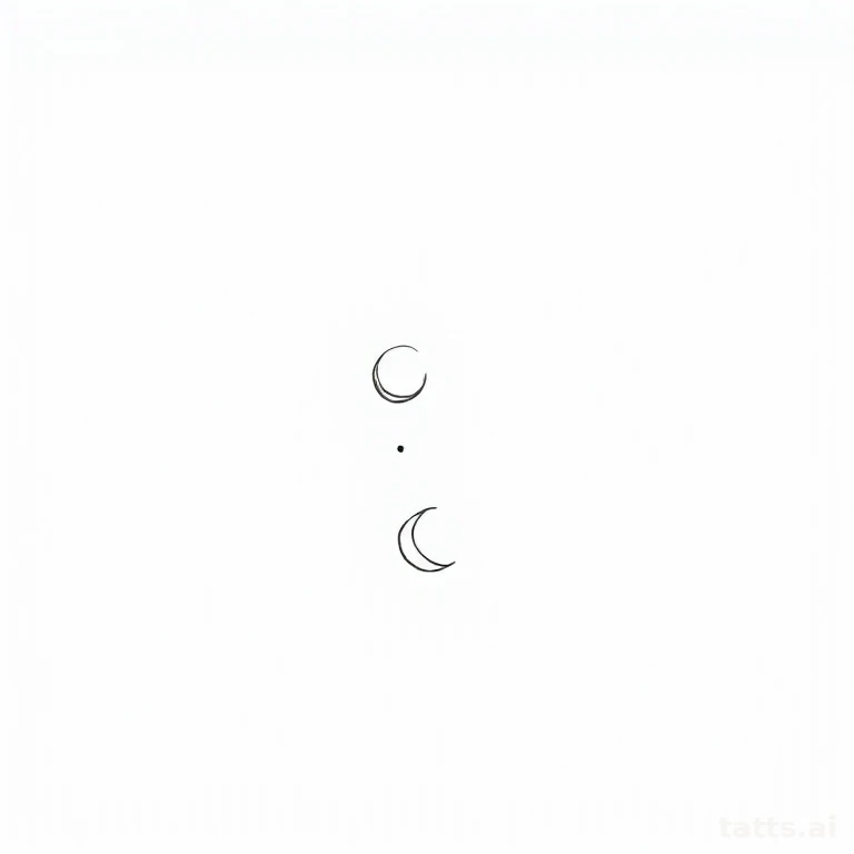 Tattoo design: small crescent moon ankle tattoo design, minimalist blackwork style, bold clean 