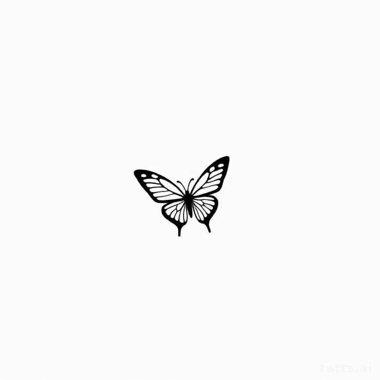 Tattoo design: tiny butterfly outline ankle tattoo design, fine-line style, delicate thin black