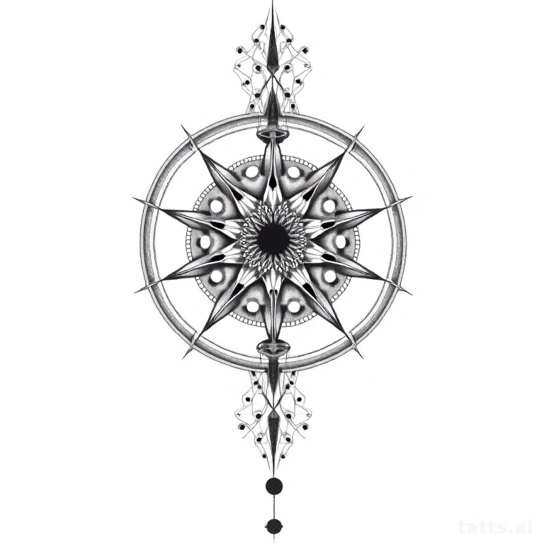 Tattoo design: geometric sacred geometry backpiece tattoo design, precise dotwork and linework,