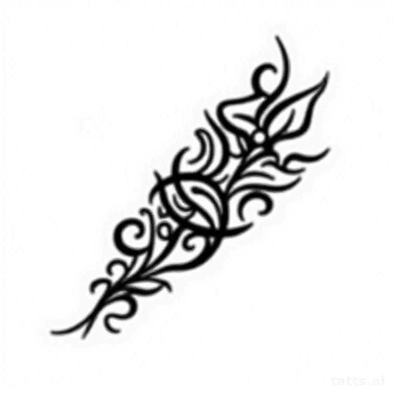 Tattoo design: ornamental pattern band forearm tattoo design, blackwork style, flowing solid bl