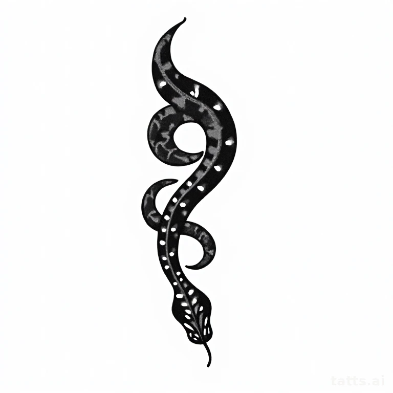 Tattoo design: geometric patterned snake tattoo design, blackwork and geometric hybrid style, s