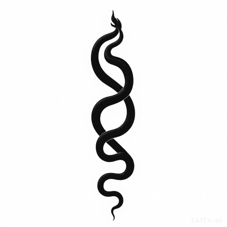 Tattoo design: blackwork snake coiled in negative space tattoo design, solid black fill, graphi