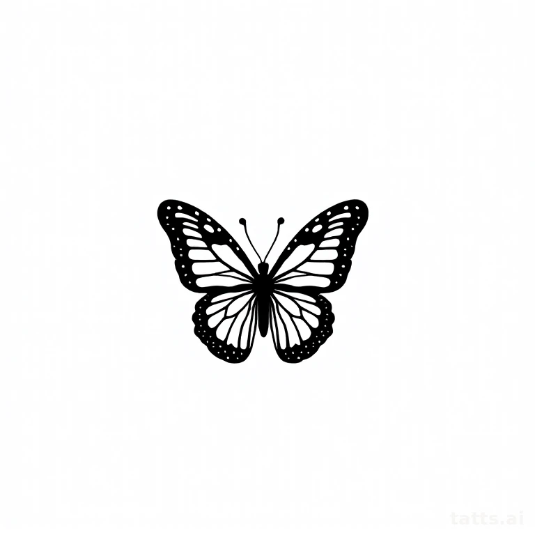 Tattoo design: bold outline butterfly wrist tattoo design, simplified wing pattern, thicker lin