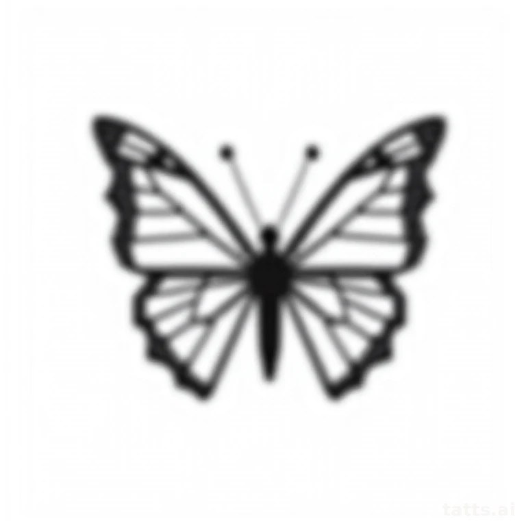 Tattoo design: geometric butterfly wrist tattoo design, symmetrical polygon wings, bold graphic