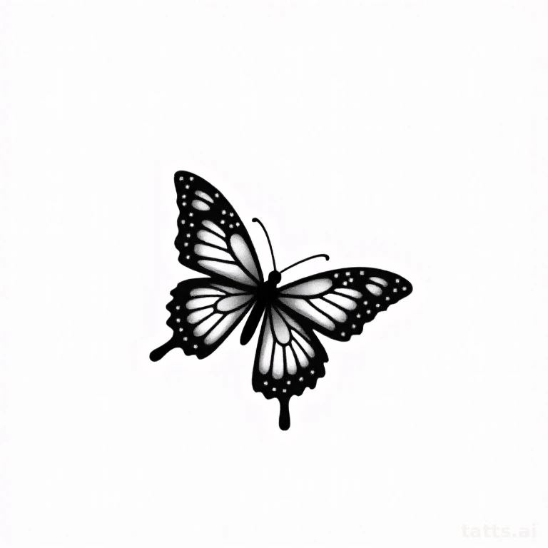 Tattoo design: butterfly and flower wrist tattoo design, small floral accent, delicate composit