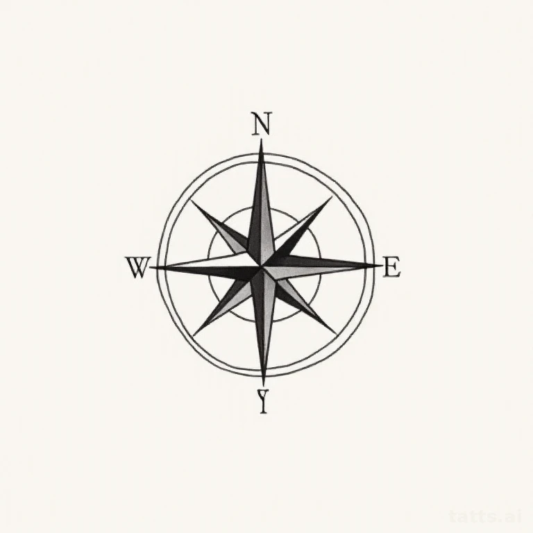 Tattoo design: fine line compass forearm tattoo design, delicate thin circular linework, small