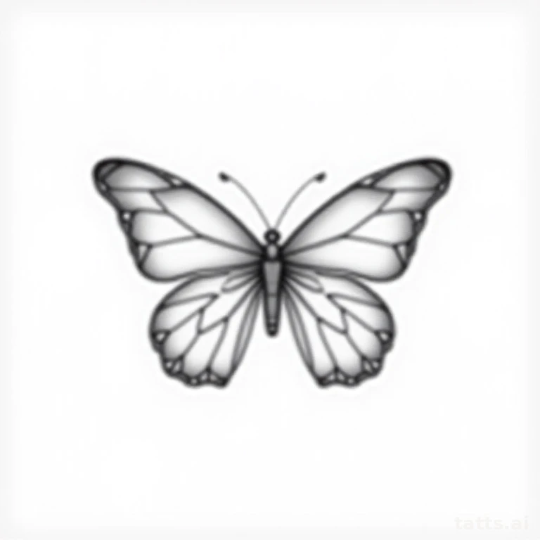Tattoo design: butterfly outline collarbone piece tattoo design, fine-line single-needle style,