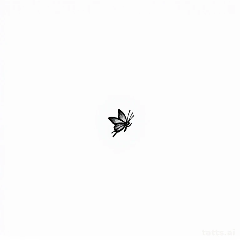 Tattoo design: tiny minimalist butterfly outline tattoo design, fine-line style, simple thin bl