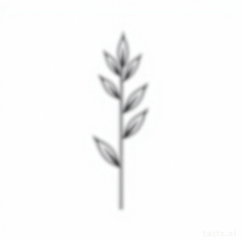 Tattoo design: single-line botanical sprig tattoo design, fine line minimalist, clean black ink