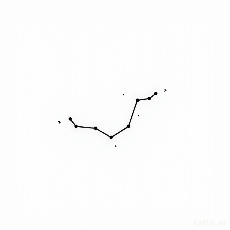 Tattoo design: delicate fine line constellation with tiny stars tattoo design, single-needle st
