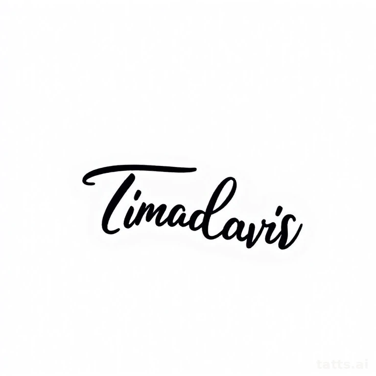 Tattoo design: flowing script quote tattoo design, elegant cursive lettering style, clean black