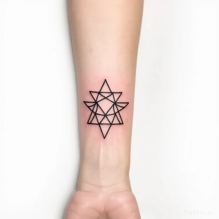 Tattoo design: geometric forearm triangle lattice tattoo design, repeating polygon grid, clean