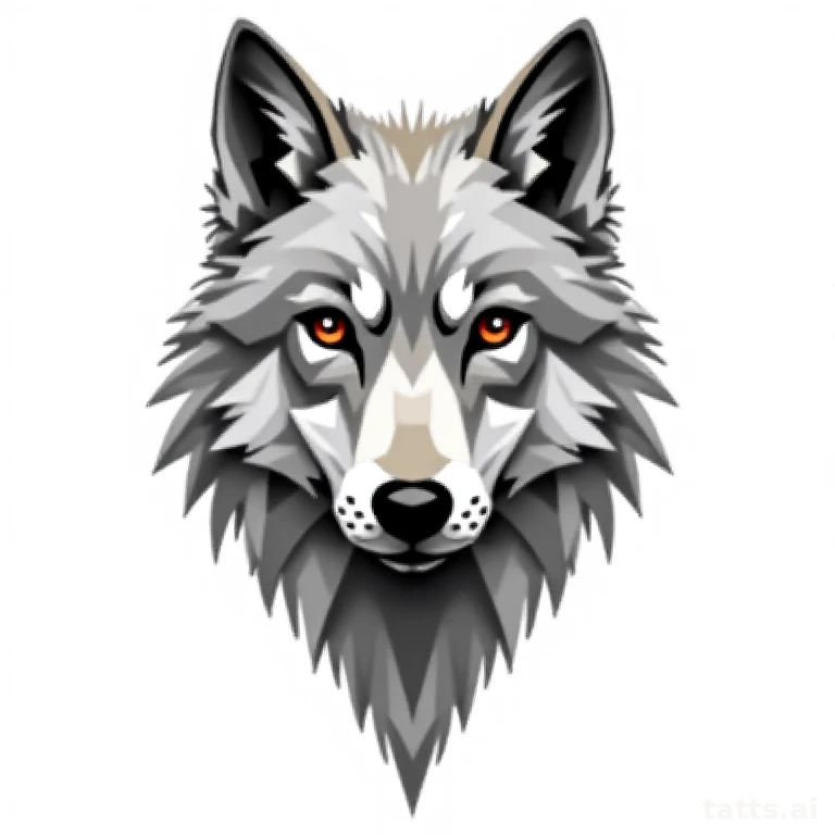Tattoo design: geometric wolf with realistic eyes tattoo design, hybrid style, hard-edged facet