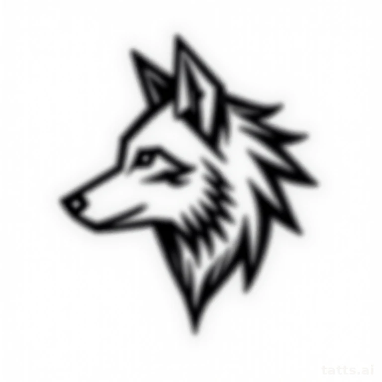 Tattoo design: geometric wolf profile tattoo design, triangular fragmentation effect, bold grap