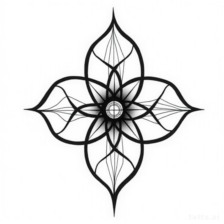 Tattoo design: sacred geometry flower of life tattoo design, precise symmetrical linework, soli