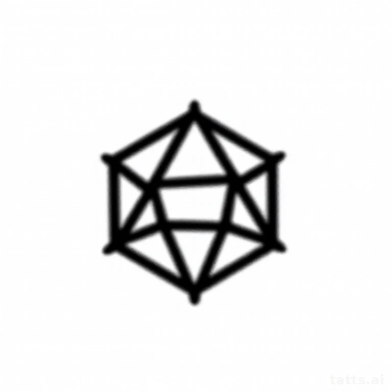 Tattoo design: metatron's cube sacred geometry tattoo design, precise symmetrical pattern, soli