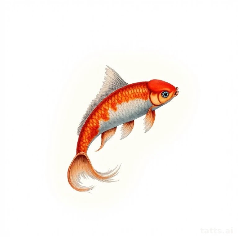 Tattoo design: Watercolor-style koi fish with soft blended color washes, borderless painterly t