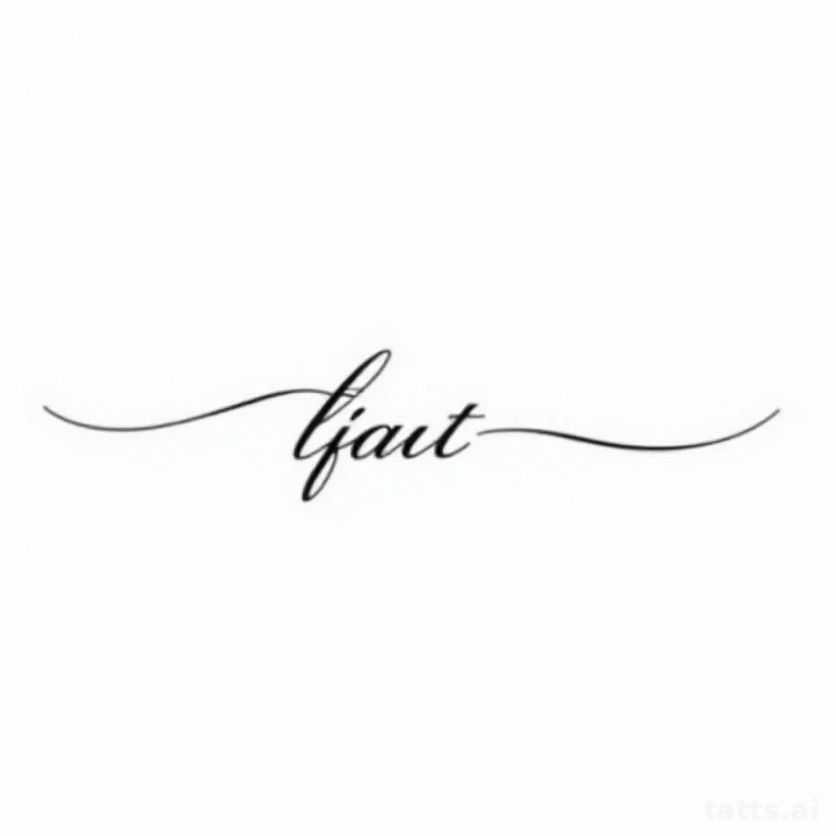 Tattoo design: elegant cursive script tattoo design, fine line lettering, flowing connected let