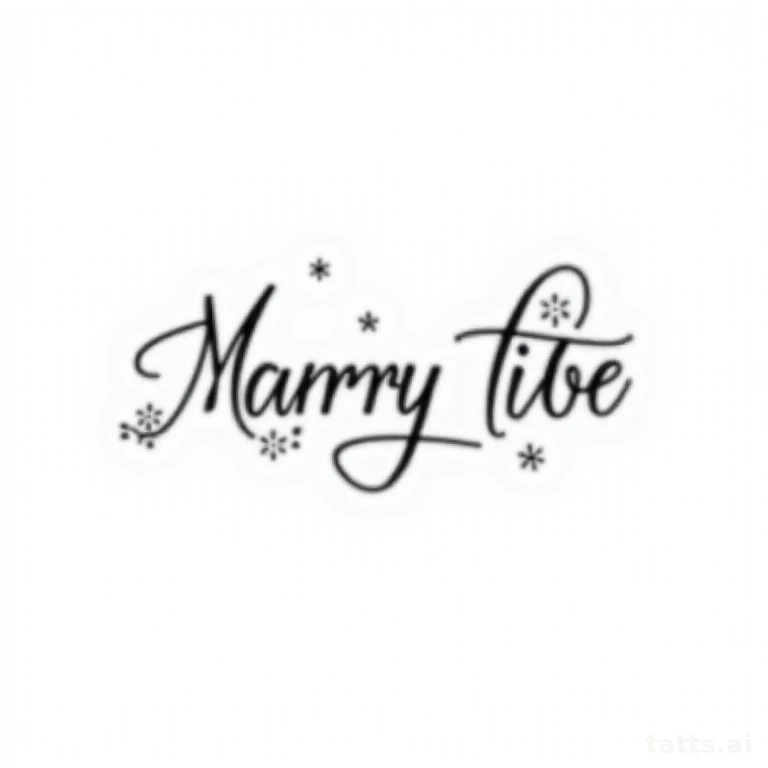 Tattoo design: lettering with small floral accent tattoo design, script text with tiny flower f