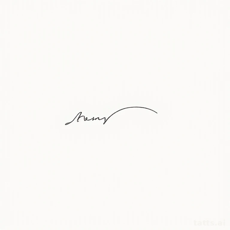 Tattoo design: minimal fine line script tattoo design, delicate single word, subtle thin stroke
