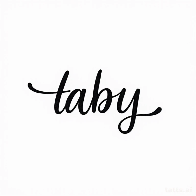 Tattoo design: cursive script lettering tattoo design, elegant connected handwriting style, cle