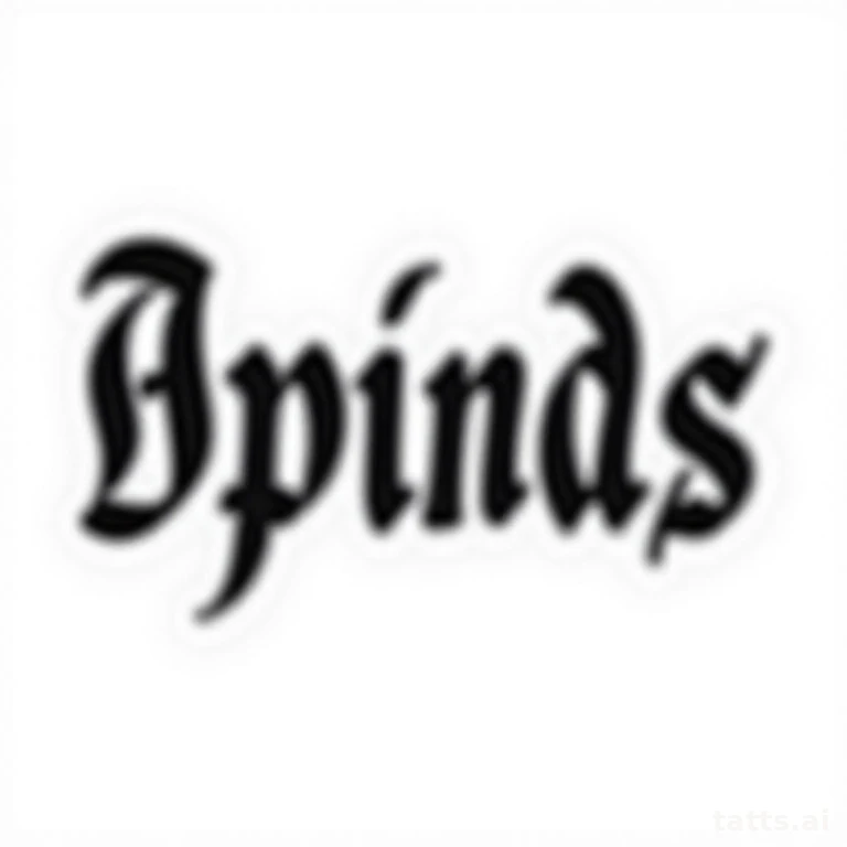 Tattoo design: bold blackletter gothic word tattoo design, thick angular letterforms, solid bla