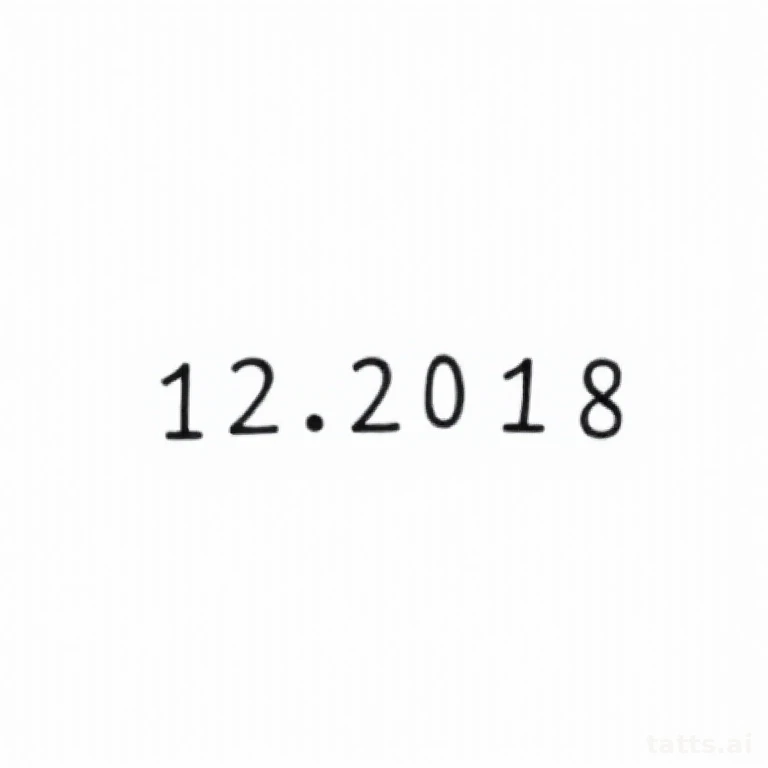 Tattoo design: minimalist typewriter font date tattoo design, clean sans-serif lettering, thin