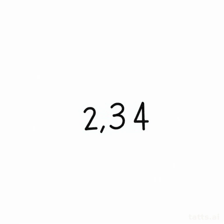 Tattoo design: coordinates lettering tattoo design, clean minimalist numeric typography, thin b