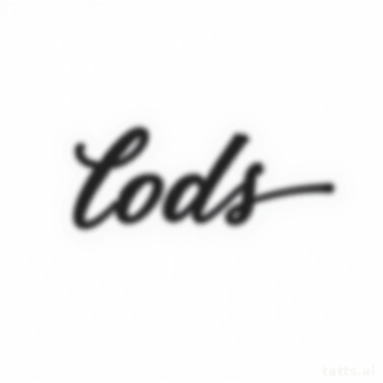 Tattoo design: script signature-style lettering tattoo design, flowing cursive connected stroke