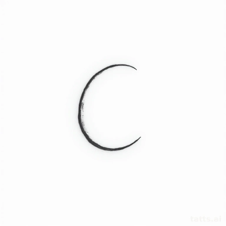 Tattoo design: simple crescent moon outline tattoo design, minimalist style, clean bold black l