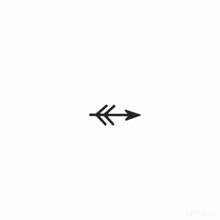 Tattoo design: single small arrow tattoo design, minimalist line style, bold clean black linewo