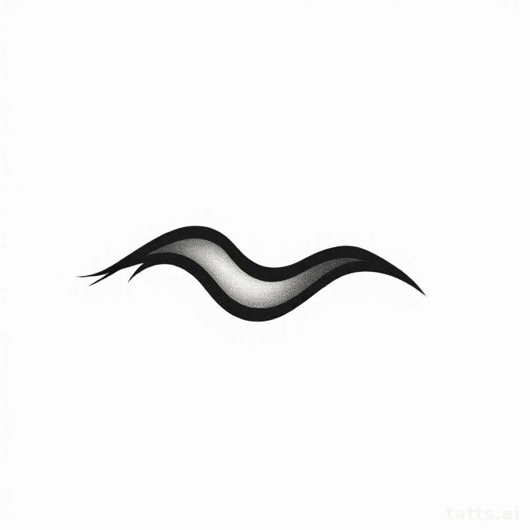Tattoo design: small abstract wave symbol tattoo design, minimalist geometric style, clean bold