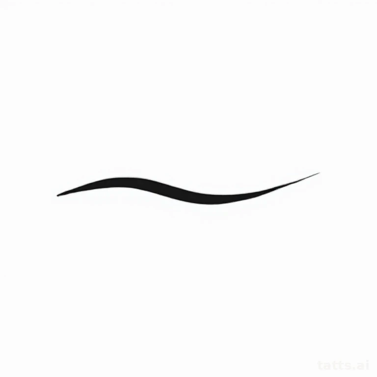 Tattoo design: single-line minimalist wave tattoo design, one continuous simple stroke, clean b