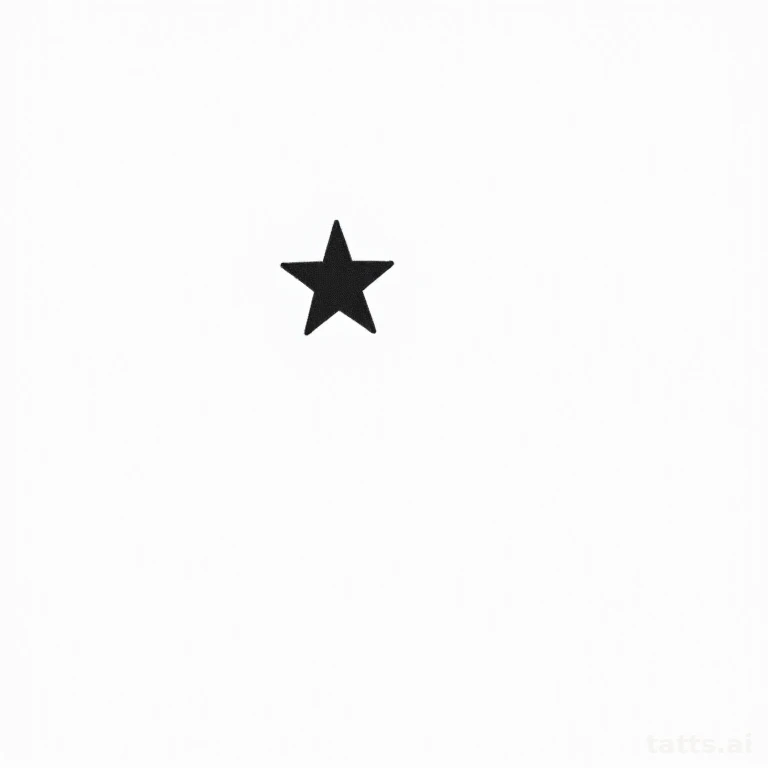 Tattoo design: tiny minimalist star tattoo design, single simple shape, clean black ink, isolat