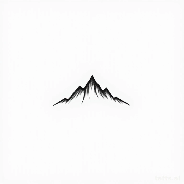 Tattoo design: minimalist single-line mountain tattoo design, one continuous simple stroke, cle