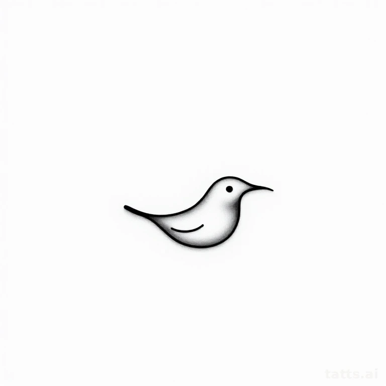 Tattoo design: minimalist single-line bird tattoo design, one continuous simple stroke, clean b