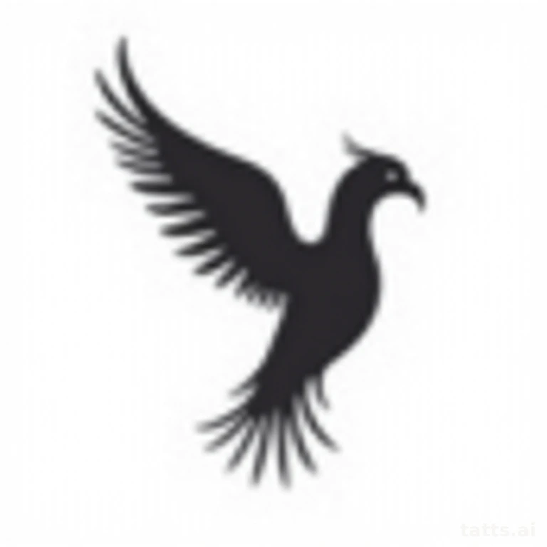 Tattoo design: phoenix silhouette back tattoo design, minimalist wing shape, negative space det