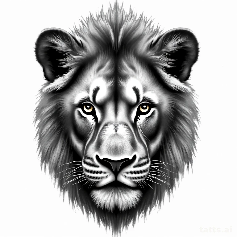 Tattoo design: realistic lion eyes close-up tattoo design, intense gaze, hyper-detailed iris sh