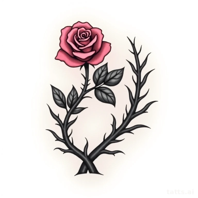 Tattoo design: rose and thorn vine shoulder tattoo design, wrapping partway around deltoid, iso