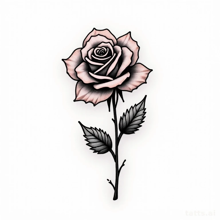 Tattoo design: single rose shoulder tattoo design sleeve starter, positioned to extend down arm