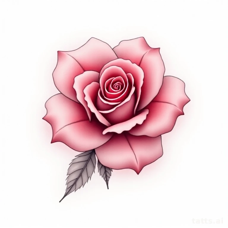 Tattoo design: watercolor style rose shoulder tattoo design, soft color bleed, fine outline det