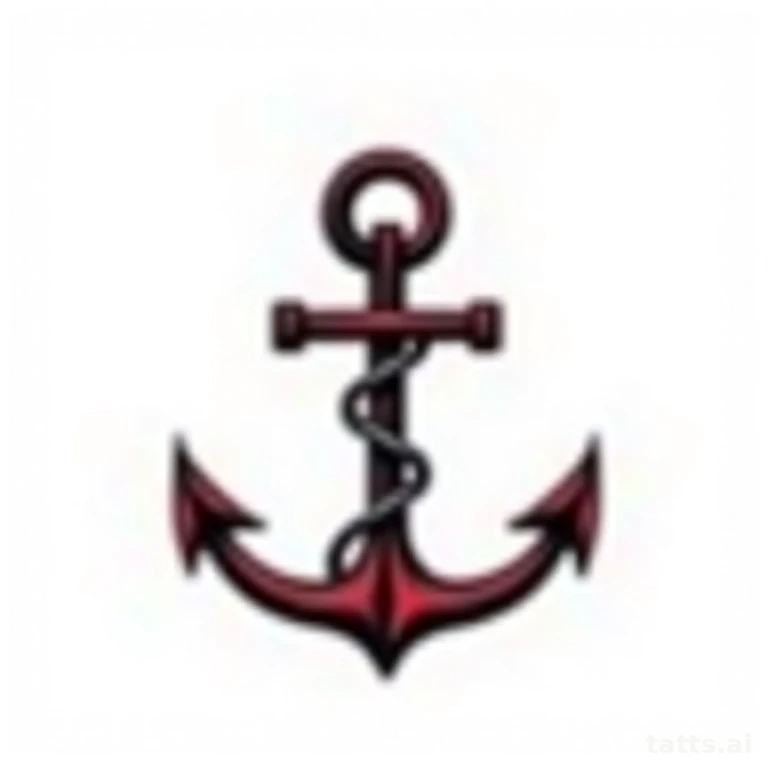 Tattoo design: traditional anchor and rope tattoo design, thick black keyline, flat navy and re