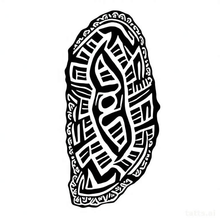 Tattoo design: Samoan tribal shoulder tattoo design, traditional pe'a inspired pattern, dense b