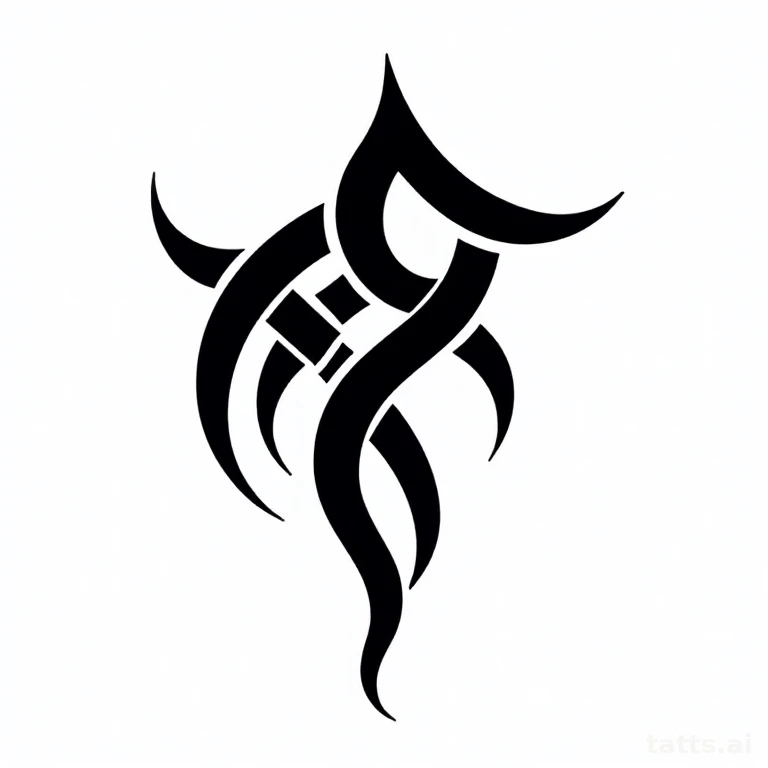 Tattoo design: tribal shoulder to chest extension tattoo design, connected flowing composition,
