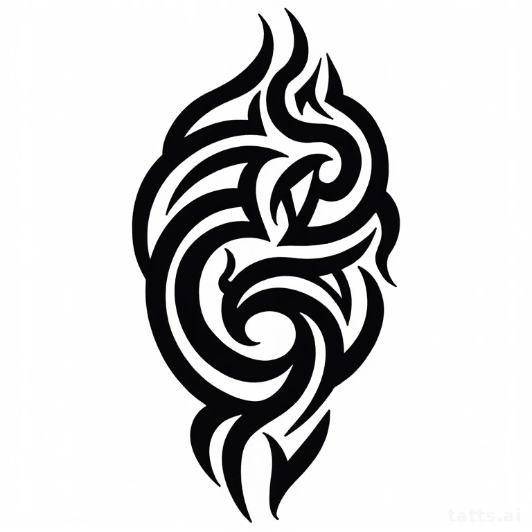 Tattoo design: Polynesian-inspired tribal shoulder pattern tattoo design, bold solid black shap