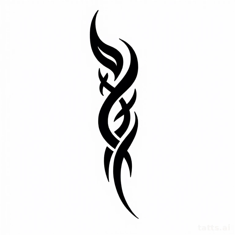 Tattoo design: tribal calf wrap pattern tattoo design, solid black contour-following curves, sh
