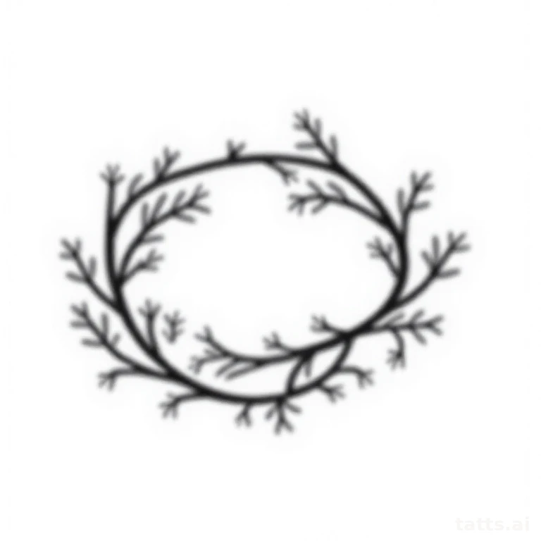 Tattoo design: wraparound floral vine bracelet tattoo design, single-needle botanical style, de