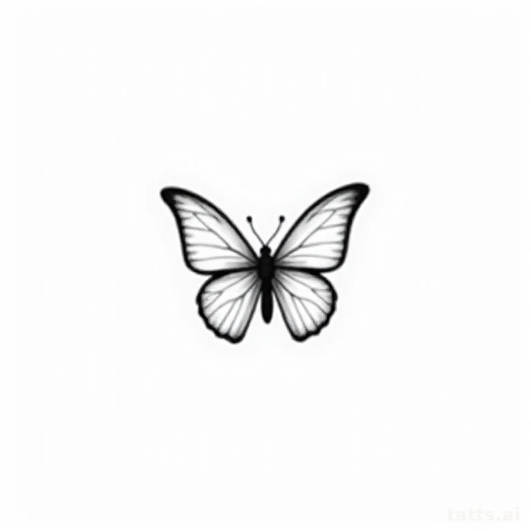 Tattoo design: tiny butterfly silhouette tattoo design, fine-line minimalist style, thin delica