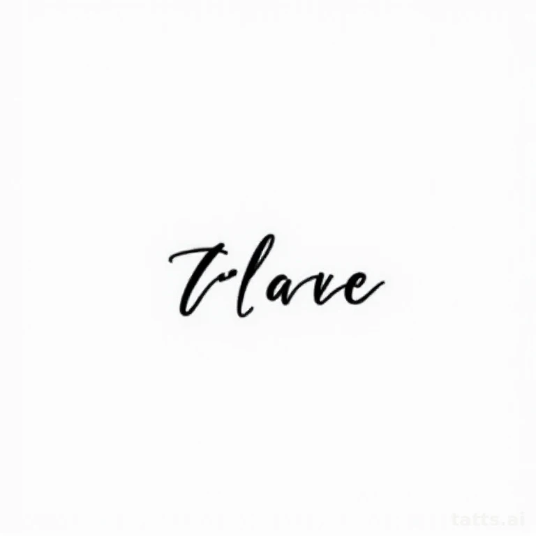 Tattoo design: single word script tattoo design, elegant thin lettering style, clean black ink 