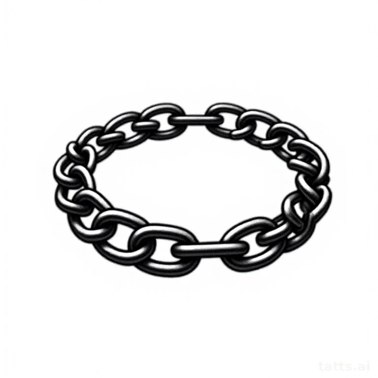 Tattoo design: wraparound chain link band tattoo design, blackwork bracelet style, solid bold b
